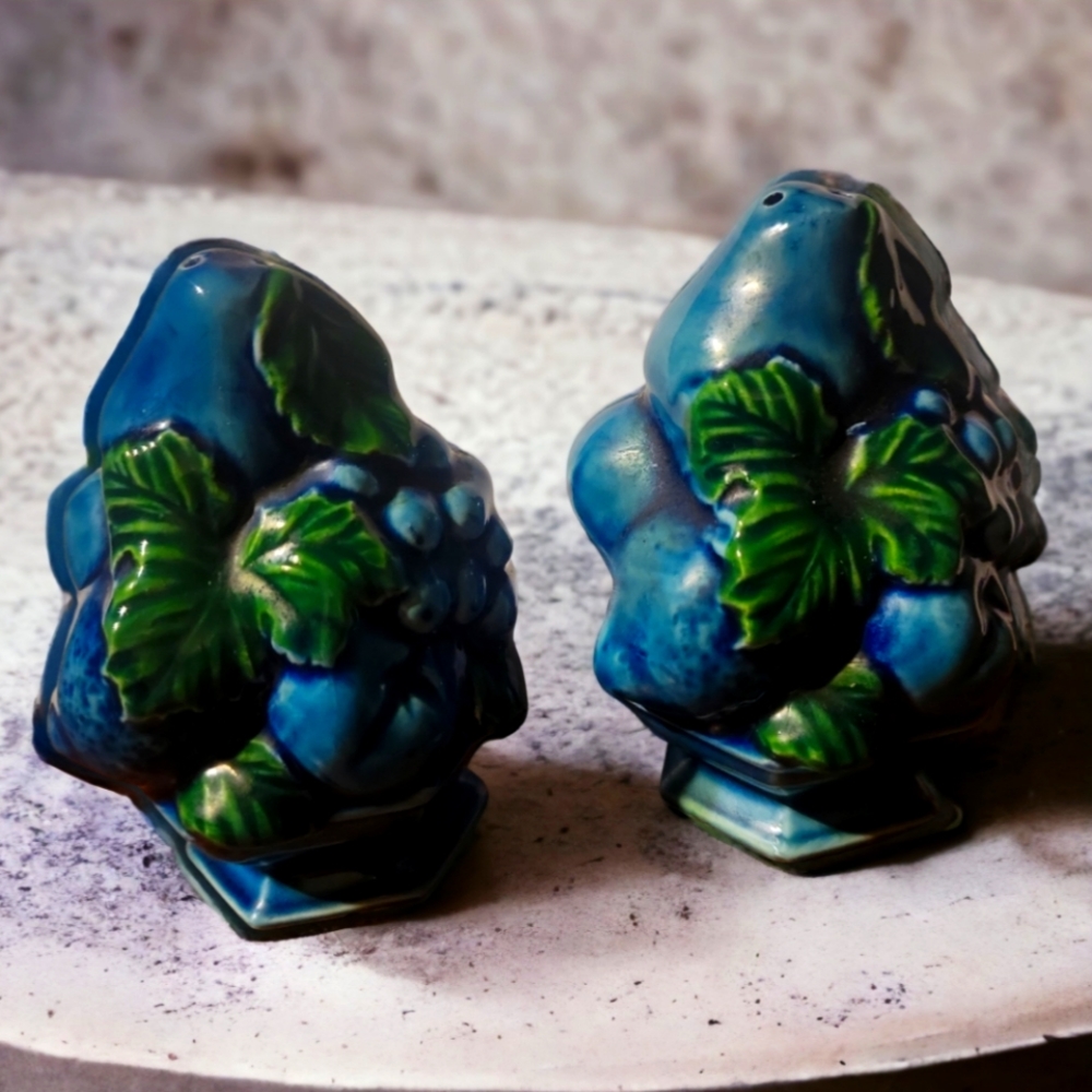 Vtg 50's Inarco Blue Mood Indigo  Salt/Pepper Shakers Japan